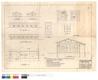 藏品(右,左側,背,正平面圖、門,窗圖、A斷面圖)的圖片