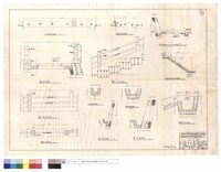 藏品(丙式駁坎正面,剖視,詳圖、欄杆平面詳圖、,甲~乙式排水溝詳圖、丙式駁坎及地坪,守衛站後面台階斷面詳圖)的圖片