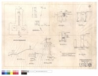 藏品(管理員室,雷管庫及炸葯庫刺鉄絲網,電氣設備配置平面圖、剖視圖、台階平面,剖視圖、避雷針裝設詳圖、化糞池平,剖視圖、給水工程昇位圖)的圖片