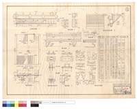 藏品(大梁縱斷面圖、上,下层鋼筋、橋面橫斷面圖、橋名柱,欄杆,支承,端梁,伸縮縫詳細圖、大梁鋼筋排列圖、橋座正面及側面圖、鋼筋彎紮圖表)的圖片