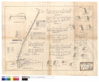 藏品(柏油路面標準,A~B斷面圖、三公分三層表面處理面層施工示意圖、柏油路面平面圖、A~E擋牆平,正面圖)的圖片
