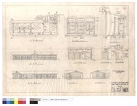 藏品(平,正,背,左,右側面圖、廁所正面圖及D2,D3詳圖、廁所剖視圖、洗手台,剖視詳圖、自來水昇位圖)的圖片