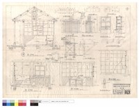 藏品(剖視圖、天平樑對接詳圖、烤火爐正面,剖視詳圖、高水箱,水平撑,走廊天花板釘板接口詳圖、剖視圖、出煙口、天檻接筍平,正面圖、壁碗菜櫥正面,剖視詳圖、剪力撐相交點詳圖)的圖片
