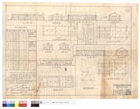 藏品(門窓規格明細表、十一道班房平,正,左側面圖、五道班天花板明細圖、五道班房平,正背,左,右側面圖、一二,三四道班房平,正,右側面圖、增建夾板門、防風撑拆建明細)的圖片
