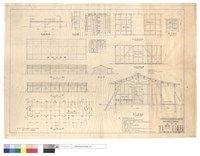 藏品(床舖,門,窗詳圖、屋面平,背,正,平,側立面、臨時工棚原木,工程數量明細表、丙隔間詳圖、乙~甲斷面圖)的圖片