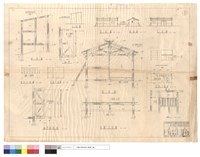 藏品(剖面圖、廁所,屋面平面圖、門,窗圖、背,側,正,剖面圖、廚浴,床鋪正面圖)的圖片