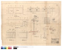 藏品(原有,增建後平面圖、屋面,基礎平面圖、正,背面圖、AF2~F1,B剖面、C、窗詳圖)的圖片