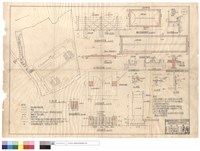 藏品(平面圖、門柱配筋詳圖、刺鉄絲網圍墻、2.5m寬水泥路面、大門平,正面圖、辦公室,宿舍屋面平面圖、A-A剖面圖、辦公室宿舍外墻踢腳洗石子、A1~A3詳圖)的圖片