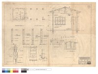 藏品(管理員室平面圖、B-B滑車詳圖、基礎平面圖、A~D墻、雷管庫增建鉄門正面圖、剖面圖、化糞池平、A-A剖面圖)的圖片