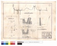 藏品(工程施工位置平面示意圖、護坡正面圖、乙,甲式水溝,擋水墻斷面圖)的圖片