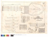 藏品(平面圖、甲種蛇籠間隔,端網,編孔、A-A,B-B斷面圖、蛇籠防砂壩位置示意圖)的圖片