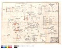 藏品(灶,水池,雨庇,吊衣架,內部隔間,屋架及屋面詳圖、盥洗台,通舖,天花及床門剖面圖、外水池平,剖面圖、衛生給水平面圖、門,窗)的圖片