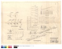 藏品(辦公室至修理間擋墻剖面圖、B,A部份水溝明細、餐浴室擋墻剖,平面圖、挖土石方橫斷面、平面,A-A剖面圖,辦公室至職員宿舍,單身宿舍至工棚階梯縱剖面圖、坡度設計綫)的圖片
