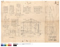 藏品(門,窗圖、煙囪、廁所、A-A,C-C剖面圖、左側,正面圖、屋架及屋面,基礎,管理員室平面圖)的圖片