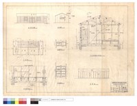 藏品(員工宿舍立,平,B-B剖視,側立,背面圖、玻璃拉窗、A-A剖視圖及D1門詳圖)的圖片