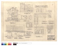 藏品(浴廁橫,縱剖面圖、浴池縱剖面圖、木閘門詳細圖、廁所橫斷面圖、廚房剖面圖、浴廁基礎圖、化糞池平,剖面圖、電路配置圖、蓄水,熱水池檜木蓋板詳細,剖面圖)的圖片