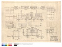 藏品(壁櫥,儲藏間,臉盆架明細圖、走廊,A-A,B-B剖面圖、側,背,正.屋面圖、基礎,屋架,水池及浴槽,厨浴室平面圖)的圖片