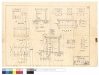 藏品(平面圖、正、背、側立面、基礎平面、詳細圖、斷面圖、基礎、牆梁詳細圖、屋面鋼筋平面圖、玻璃翻窗、板門、門上過梁詳細圖)的圖片
