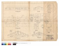 藏品(員工宿舍,倉庫平,立,側立面圖、員工宿舍,倉庫屋架圖、甲-甲剖面圖、玻璃拉窗、雨庇詳圖、木板門詳細)的圖片