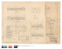 藏品(平,正,右側立面圖,背面,左側剖視圖、雨庇平,側面圖、踏步,花圃牆,旗桿詳圖)的圖片