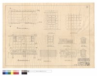 藏品(床舖平面剖視圖、拉門,隔牆,隔柵,床舖詳圖、窗詳細圖、浴廁屋面仰視圖、浴廁立,平面圖,左,右側立視圖)的圖片
