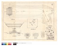 藏品(平面圖、B-B,A-A斷面圖、防砂埧位置圖、甲種蛇籠端網,間隔網、三籠並聯,籠端聯結,捆紮平,側面)的圖片