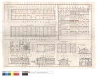 藏品(員工宿舍基礎,屋架平面圖、廚房餐廳浴室平,正,背面,左,右側面圖、基礎,屋架平面圖、室內粉飾明細表)的圖片
