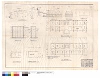 藏品(貯水池基礎整修,宿舍改修,一,二樓平面圖、衣櫃正,剖面圖、餐廳舖塑膠地板平面圖、焚化爐正,側,平面圖)的圖片