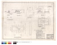 藏品(奇木櫈含鉄件、鉄件尺寸配合奇木桌(櫈)枱、奇木桌及奇木櫈固定擺設平面圖、奇木桌正面圖、地理人文解說牌、桃蘭亭正,平面圖)的圖片