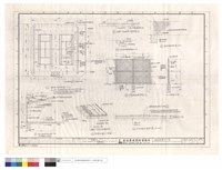 藏品(網球場平面圖、司令台棚架,新增10cm厚混凝土,球場舖面剖面圖、舒跑坦面层示意圖、中間掛網設施剖面、3m高萬能網詳圖,A-A剖面、網柱移位詳圖)的圖片