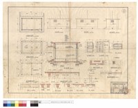 藏品(炸葯庫平,正,背,側面圖、基礎,屋頂結構平面圖、B1~B3、版配筋剖面圖,CS、F1,C1、外鉄,內木門,窗、通風孔平,正面圖、木地板剖面圖)的圖片