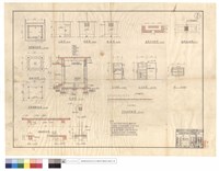 藏品(雷管庫平,正,背,側面圖、基礎,屋頂結構平面圖、版配筋剖面圖,WB,CS、剖面圖、C1,F1、通風孔平,正面圖、外鉄,內木門,窗、木地板剖面圖)的圖片