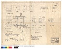 藏品(雷管庫平,正,背,側面圖、基礎,屋頂結構平面圖、版配筋剖面圖,WB,CS、剖面圖、C1,F1、通風孔平,正面圖、外鉄,內木門,窗、木地板剖面圖)的圖片