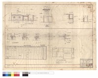 藏品(D-D剖面圖、煙囪詳圖、水池平,剖面圖、窗正面,大樣圖、門窗五金零件明細表、P.C.台度及踢腳高度示意圖)的圖片