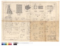藏品(原木駁坎側,正面圖、原木駁坎每平方公尺,每公尺所須材料數量表、原木箱涵透視,正面,側面及縱斷面圖、橫木接頭、正面圖、橫斷面圖)的圖片