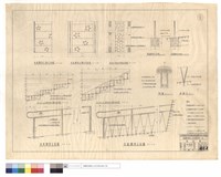 藏品(單,双邊欄桿及踏步,原有60cm寬卵石路面平面圖、15,20漿砌卵石踏步剖面圖、單,双邊欄桿正面,支柱墩圖、詳圖A、B)的圖片