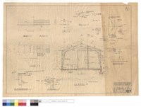 藏品(側,斷,平,正面圖、A-A剖面圖,脊瓦,鈎釘、山墻頂與屋面联結說明圖、山墻筋與屋架联結法、墻筋與屋面筋联結套鈎、F圖,門)的圖片