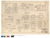 藏品(厠洗間剖面,化糞池平,剖面圖、給水及污水平面圖、升位圖、外電總開關、照明灯配置圖、辦公,主任室壁櫥立,正立斷面圖、主任室壁爐側立面圖)的圖片