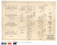 藏品(平,正面圖、導木及橋面木平面圖、縱梁及墊梁結構平面圖、外內端部材結合圖、上部構造,A-A'~E-E'詳細圖)的圖片
