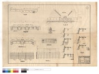 藏品(駁坎正面圖、橫,縱縫,平面鋼筋排列圖、擋水墻剖面圖、鋼筋數量計算表、平,橫斷面圖、縱坡面圖)的圖片
