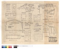 藏品(廁所側面,D門詳圖、養路段廁所,辦公室平面圖、炸藥庫管理員室屋架圖、管理員室平面,D門,內窗詳圖、環山工棚,廚浴室屋架剖面,走廊,屋面,平面,右側,背面圖、無雙窗詳圖、七道班房正立圖、正面雨庇,屋架剖面圖、道班雨庇詳圖)的圖片