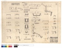 藏品(護欄及鋼筋詳細圖、平,正,展開正面圖、引水溝平均,版涵斷面圖、進,出水口、A~A吊溝、B~B進水池、C~C引水溝、D-D~F-F斷面)的圖片