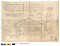 藏品(薪爐,正,平,側面圖、屋架圖、盥洗台,洗菜台及水池,