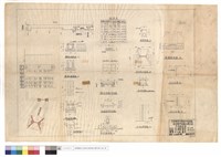 藏品(最淺,最深水溝斷面、增加水溝蓋,板涵及板筋,柱詳細圖、鋼筋表、放水閘門平面圖、柱筋配圖、翼墻展開圖、版鋼筋詳細尺寸圖、甲-曱~乙-乙斷面圖、左,右立面墻)的圖片