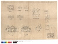 藏品(平,正,背,左側,右側面圖、床舖貨架櫃台平面圖、A-A~F-F剖面圖)的圖片