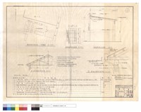 藏品(機料組災害修復位置圖、A屋頂翻修詳細圖、災害修復說明表、車庫屋架平面,剖面圖、B新做天溝落水管詳圖)的圖片