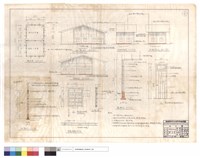 藏品(檢尺房、柱,墻詳圖、正,背面圖、內墻隔間剖面、左,右側面圖、W,W剖面、D)的圖片