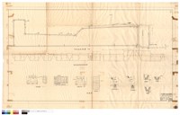 藏品(貯木池,蓋版,涵版溝平面圖、貯木池護坡投影展開圖、甲~丁種水溝、鋼筋表、橫斷,甲~甲,乙~乙斷面圖)的圖片
