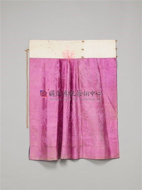 粉紅地彩繡喜上梅梢紋魚鱗百褶裙(右)-物件圖片#2