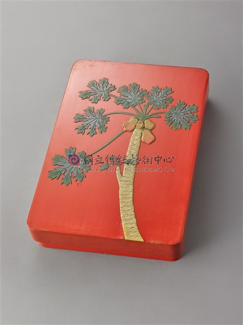 朱漆貼錦木瓜樹紋硯臺盒-物件圖片#2